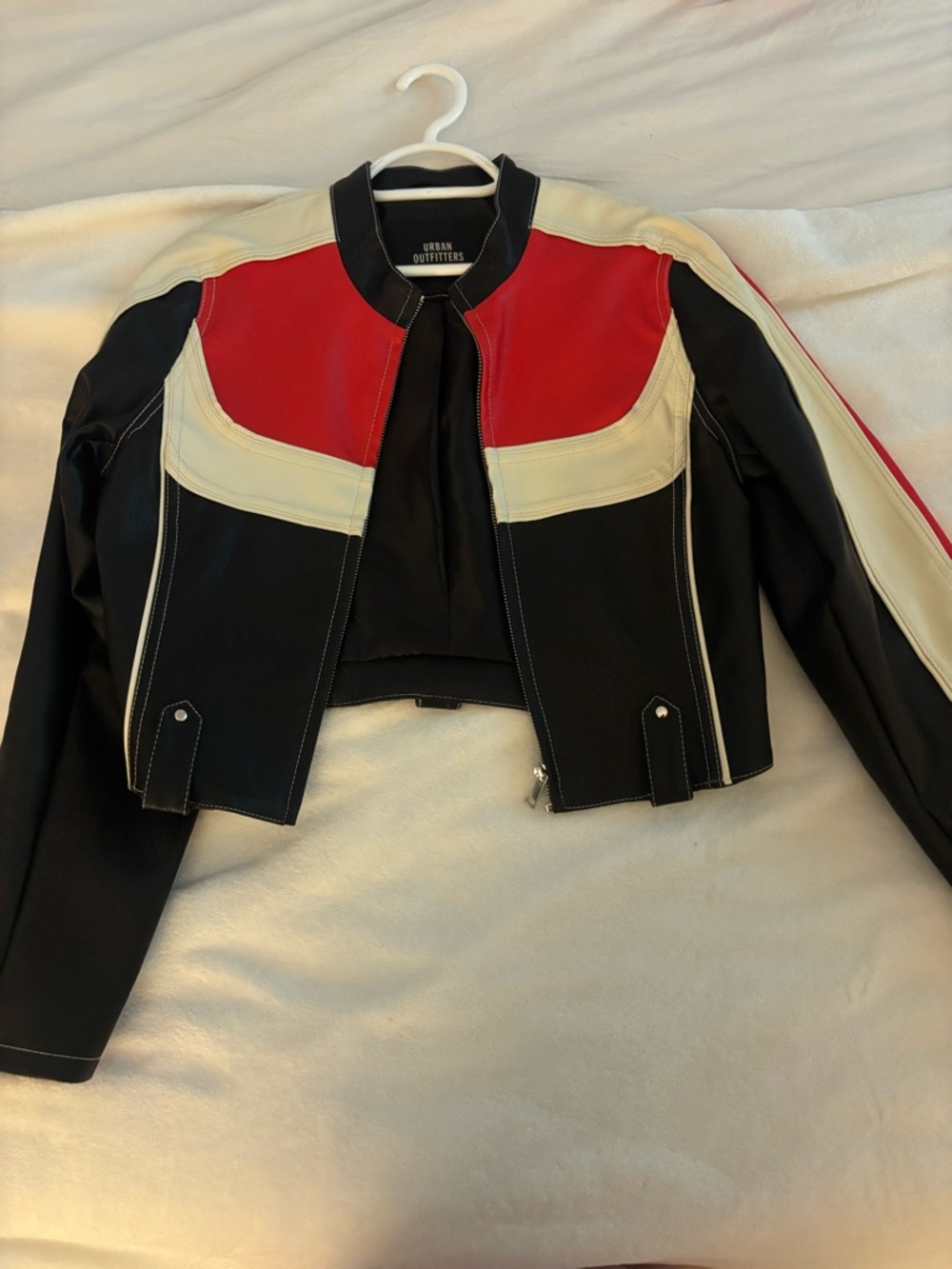 Urban Outfitters Cropped Colorblock Leather Jacket